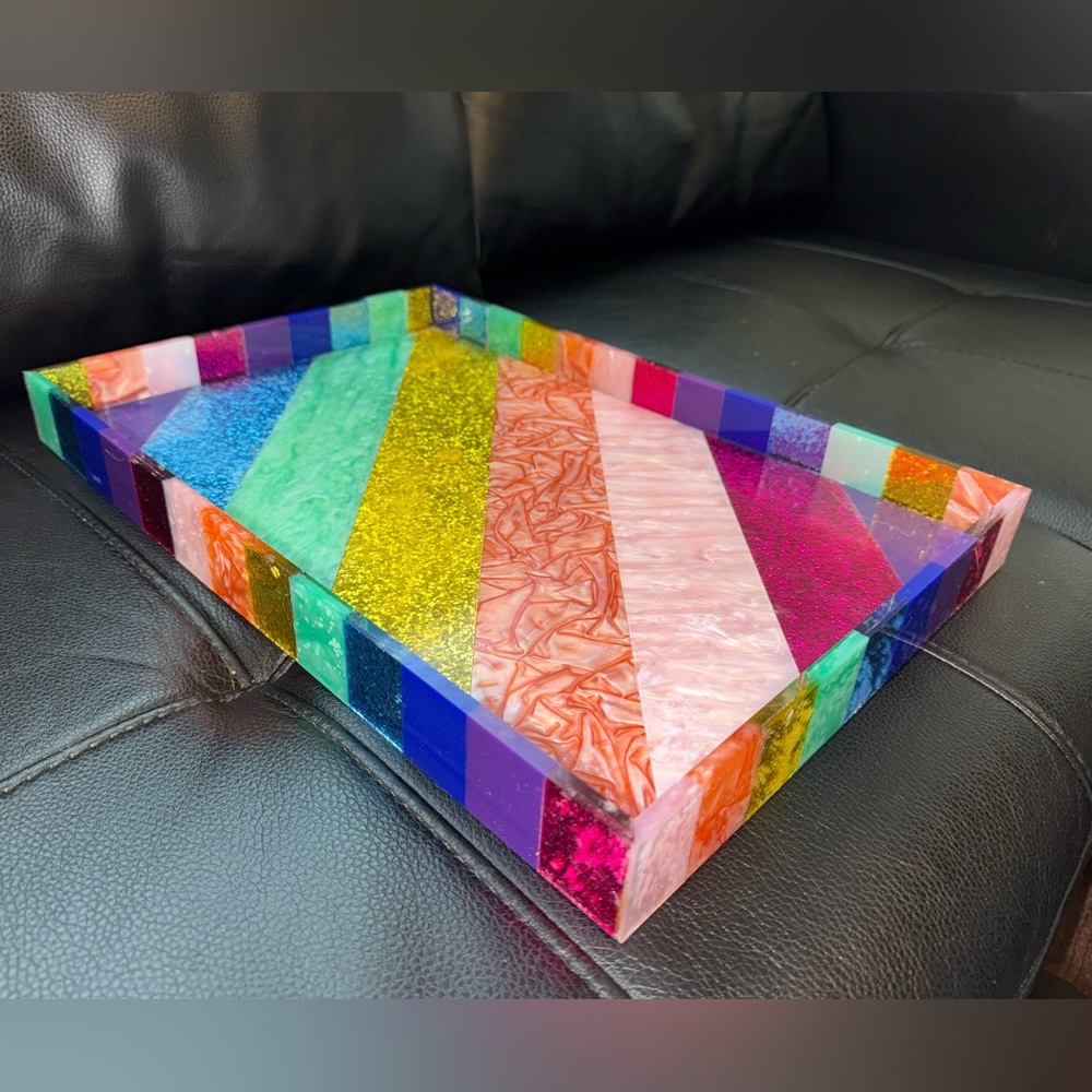 SOLD Kurt Geiger London Large Colorful Acrylic Decorative Tray - Sold